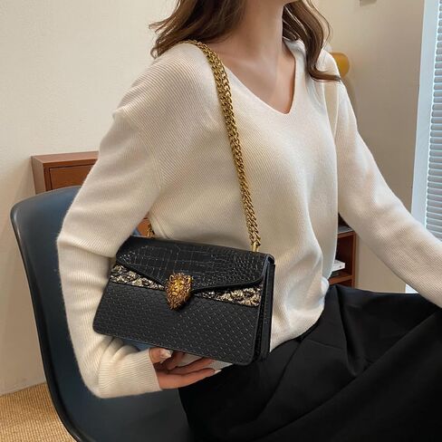 Women Satchel Handbags Designer Shoulder Bags for Women Leopard Pattern Splicing Crossbody Purse in Kuwait