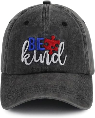 قبعة بيسبول للنساء من Be Kind، قبعة قطنية مطرزة وقابلة للتعديل للتوعية بمرض التوحد in Kuwait