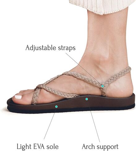 Plaka Lagoon Arch Support Sandals for Women - Comfort Collection, Strappy Braided & Water-Resistant Design - Ideal for Walking, Beach & Summer Use - Patented Sole in Saudi Arabia