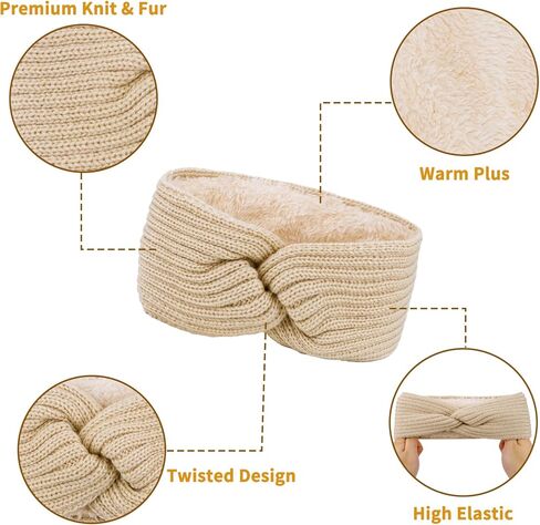 Ondder 4 حزمة عصابات رأس شتوية متماسكة للنساء عصابة رأس مرنة لتدفئة الأذن، أغطية رأس سميكة، عصابة رأس شتوية للشعر للنساء، عصابة رأس دافئة للنساء، إكسسوارات شعر شتوية للنساء والفتيات in Kuwait