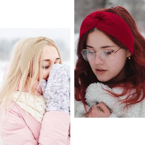 Ondder 4 حزمة عصابات رأس شتوية متماسكة للنساء عصابة رأس مرنة لتدفئة الأذن، أغطية رأس سميكة، عصابة رأس شتوية للشعر للنساء، عصابة رأس دافئة للنساء، إكسسوارات شعر شتوية للنساء والفتيات in Kuwait