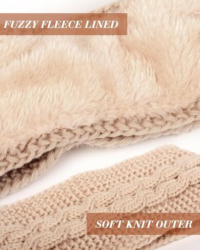BEACE Ear Warmer Headband for Women,Winter Knit Thick Fuzzy Fleece Lined Warm Headbands Ear Muffs Head Wraps, Stocking Stuffers for Women in Saudi Arabia