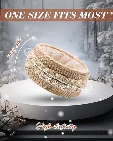 BEACE Ear Warmer Headband for Women,Winter Knit Thick Fuzzy Fleece Lined Warm Headbands Ear Muffs Head Wraps, Stocking Stuffers for Women in Saudi Arabia