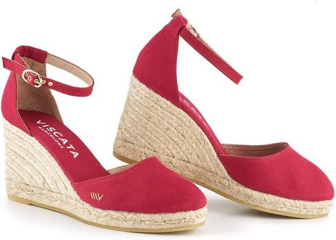 Viscata Estartit Espadrille Canvas Wedges Spain Handmade 3 ½" Heel Women's Sandals with Breathable Organic Cotton Canvas and 100% Natural Jute Midsole for all Occasions: Casual, Work, Party in Saudi Arabia