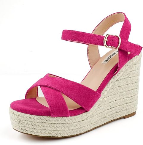 JOY IN LOVE Womens Espadrilles Wedge Sandals Platform Heels Ankle Strap Open Toe Buckle Sandals in Saudi Arabia