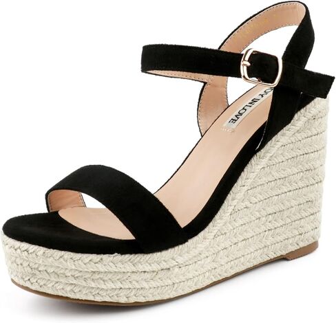 JOY IN LOVE Womens Espadrilles Wedge Sandals Platform Heels Ankle Strap Open Toe Buckle Sandals in Saudi Arabia