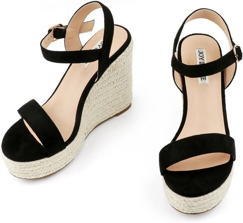 JOY IN LOVE Womens Espadrilles Wedge Sandals Platform Heels Ankle Strap Open Toe Buckle Sandals in Saudi Arabia