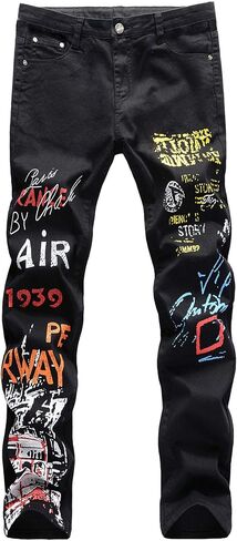 WJWLSKB Slim Fit Men's Jeans, Ripped Stretch Jeans Denim Pants in Saudi Arabia