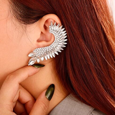Xerling Personalized Statement Full Rhinestone Earrings Crystal Climber Crawler Boho Earrings for Women Bling Bridal Earrings for Wedding Prom in Saudi Arabia