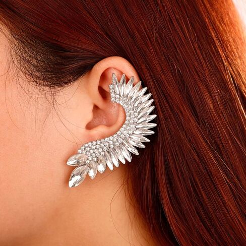 Xerling Personalized Statement Full Rhinestone Earrings Crystal Climber Crawler Boho Earrings for Women Bling Bridal Earrings for Wedding Prom in Saudi Arabia