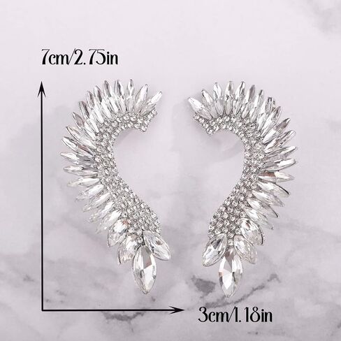 Xerling Personalized Statement Full Rhinestone Earrings Crystal Climber Crawler Boho Earrings for Women Bling Bridal Earrings for Wedding Prom in Saudi Arabia