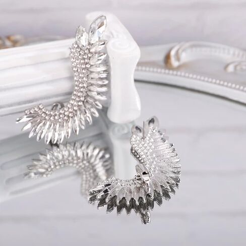 Xerling Personalized Statement Full Rhinestone Earrings Crystal Climber Crawler Boho Earrings for Women Bling Bridal Earrings for Wedding Prom in Saudi Arabia