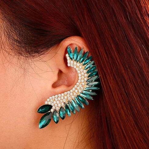 Xerling Personalized Statement Full Rhinestone Earrings Crystal Climber Crawler Boho Earrings for Women Bling Bridal Earrings for Wedding Prom in Kuwait