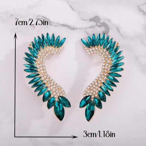 Xerling Personalized Statement Full Rhinestone Earrings Crystal Climber Crawler Boho Earrings for Women Bling Bridal Earrings for Wedding Prom in Kuwait