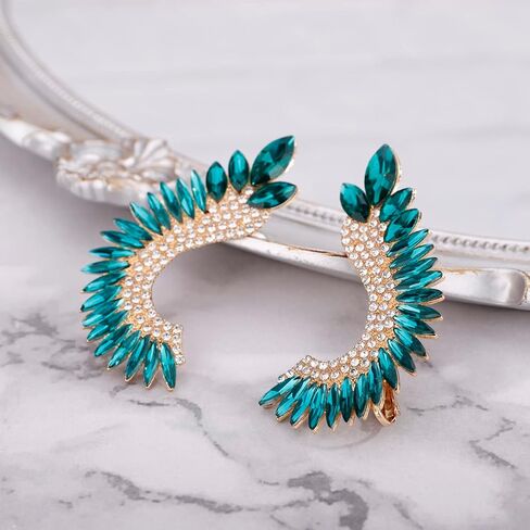 Xerling Personalized Statement Full Rhinestone Earrings Crystal Climber Crawler Boho Earrings for Women Bling Bridal Earrings for Wedding Prom in Kuwait