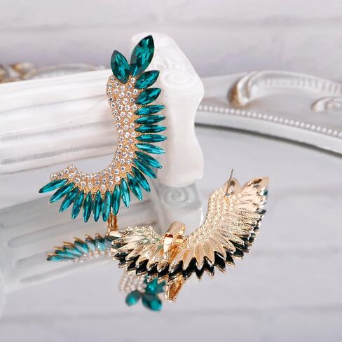 Xerling Personalized Statement Full Rhinestone Earrings Crystal Climber Crawler Boho Earrings for Women Bling Bridal Earrings for Wedding Prom in Kuwait