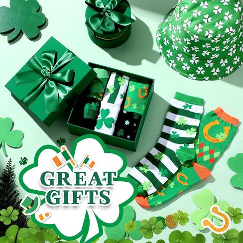 12 Pairs St. Patrick's Day Socks Irish Socks Shamrock Good Luck Clover Socks Irish Festival Socks Novelty Crew Socks for Women Men Adult Boy Girl, 6 Styles in Saudi Arabia