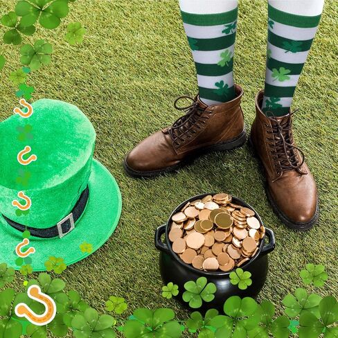 12 Pairs St. Patrick's Day Socks Irish Socks Shamrock Good Luck Clover Socks Irish Festival Socks Novelty Crew Socks for Women Men Adult Boy Girl, 6 Styles in Saudi Arabia