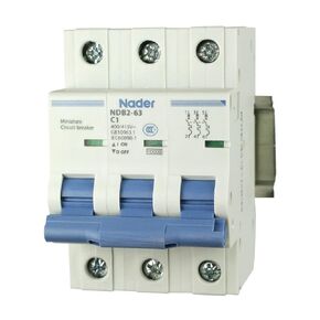 ASI AC Miniature Circuit Breaker - 3 Pole DIN Rail Mount 40 Amp 480 Volt Unit with Shock-Proof Terminations, Trip Curve C, L1, L2, L3 and Neutral Three-Phase Circuits