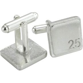Square Cufflinks with ‘25’ Engraved - 25th Anniversary