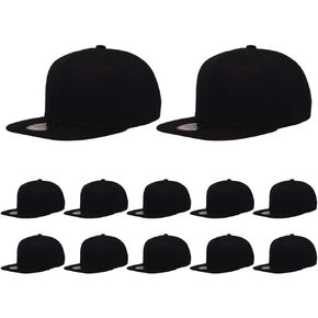 Plain Flat Brim Snapback Baseball Caps Adjustable Blank Baseball Caps Wholesale 12 Pack…