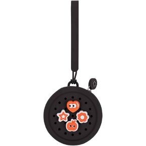Coin Purse with Charms, Zip Silicone Round Carrying Pouch (Beige)
