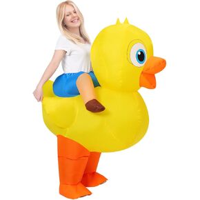 COMIN Inflatable Yellow Duck Costume Cute Blow up Funny Party Halloween Costume for Men/Women 63"