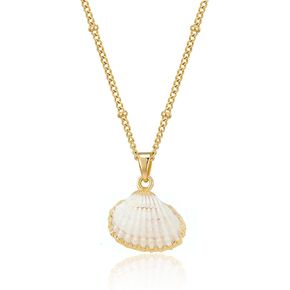 Gold Shell Necklace for Women,14K Gold Plated Seashell Starfish Ocean Necklace Shell Pendant Necklace for Women Jewelry Gift