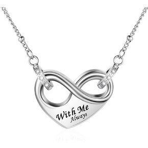 Dletay Infinity Cremation Urn Necklace for Ashes Heart Ash Necklace for Women Memorial Cremation Jewelry Ash Holder
