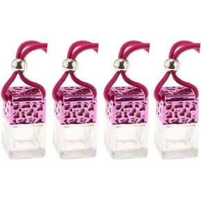 4 Packs Car Essential Oil Diffuser Empty Square Perfume Bottles Hanging Diffuser Bottle Air Fresher Ornament Rearview Mirror Decor (Black)