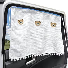 2 Pcs Cartoon Car Side Window Sunshade Cotton Car Side Window Screen Curtain Universal Fit Stretchable Protector from Sun Glare Heat Blocks Breathable Mesh Baby Window Covers for Women