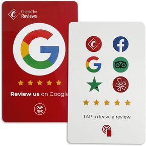 Digital NFC Card - Smart Tap Card for Reputation Management - TripAdvisor, Facebook, Yelp, Google Review Tap Card, Gather Customer Reviews via QR Code or Tap (1 Unit)