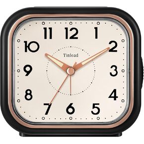 4.5" Vintage Retro Analog Alarm Clock, Super Silent Non Ticking Clock with Night Light, Snooze, Battery Operated, Simply Design, for Living Room, Bedroom, Bedside, Desk(Green)