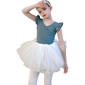 famuka Kid Girl Ballerina Dance Outfit Toddlers Two Pieces Ballet Leotard and Tutu Skirt Dress