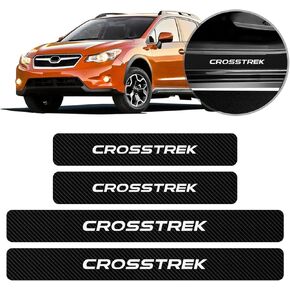 4Pcs for CROSSTREK 2018-2024 Car Door Sill Protectors, Carbon Fiber Leather Door Sill Sticker, Car Door Scuff Plate Door Entry Guard Threshold Scratch Protection Sticker Decoration