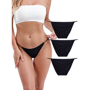 Women's Low-Rise String Bikini Panty Stretch Hipster Briefs 3 Pack