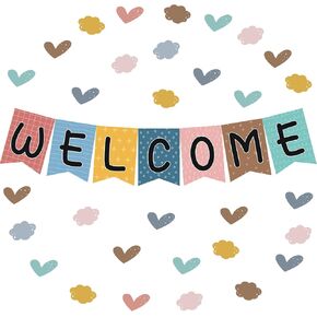 57pcs Boho Rainbow Welcome Banner Welcome Bulletin Board Set for Classroom Decoration Back to School Supplies