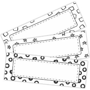 30 Pcs Self Adhesive Name Tags, Labels in 3 Styles, minimalism Black & White, Students Desk Labels, Classroom accessories, Storage Box Labels，Classroom Office Decorations & Supplies - A02