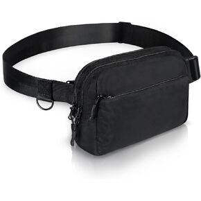 FMEIDA Fanny Packs for Women Cross Body 4 Zipper Pockets Belt Bag Adjustable Strap Fashion Waist Packs Water-Resistant Waist Bag Bum Pouch for Travel Hiking Running Cycling Workout, Black