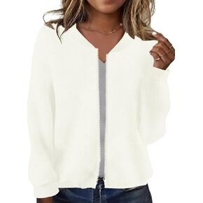 SAUKOLE Womens Full Zipper Sweatshirt Jackets 2024 Fashion Lightweight Casual Long Sleeve Shirt Jacket Coats