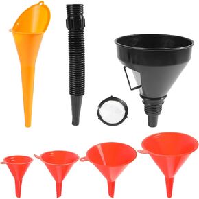 6PCS Funnel,Funnels for Automotive Use,Car Accessories Oil Funnel,Oil Change Funnel,Automotive Funnels Set with Detachable Flexible Tube and Filter,Suitable for Cars, Motorcycles, SUVs