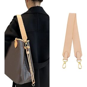 Vachetta Leather Replacement Wide Shoulder Strap for Neverful Bucket Bags (Width:1.5in&Length:25.6in)