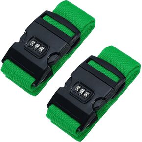 PATIKIL Luggage Straps, 2 Pack Suitcase Straps Adjustable Luggage Belts Strap with Combination Lock TSA Approved for Luggage Suitcases Travel, Green