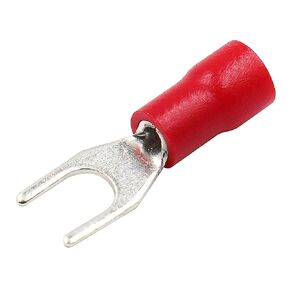 Baomain Red Insulated Fork Spade Wire Connector Electrical Crimp Terminal 16-22AWG #8 USA Screw (100PCS)