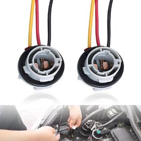 Pack-2 Car 1157 Brake Light Socket Harness Connector, 180 Degree BAY15D Connection Fastening Plug Accessory, Pigtail Extension Harness Adapter, Universal for Most Cars Light Bulb Parts (Gray)