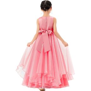 ekidsbridal Tiered Ruffle Organza Flower Girl Dress for Toddlers Wedding Bridesmaids Seq1