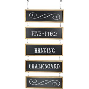 EXCELLO GLOBAL PRODUCTS Hanging Chalkboard Sign Wooden Framed Vintage Rustic Wedding Signs Kitchen Pantry & Wall Decor Rectangle Erasable Black Board Connected Panels with Chains: 32 1/2 x 15 3/4