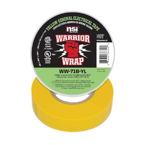 NSI WW-716-YL WarriorWrap General 7 mil Vinyl Electrical Tape, 3/4" Width, 60' Length, Yellow