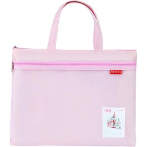 Mesh Zipper Pouch 11x13.7 in, A4 Double Pocket Waterproof File Bag with Handle, Document Storage for School/Travel/Office/Cross Stitch/Puzzle (Gray)
