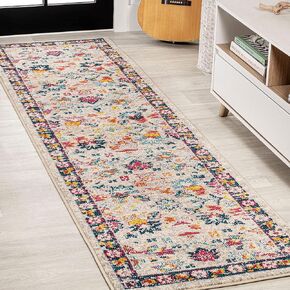 JONATHAN Y MDP200B-28 Modern Boho Floral Indoor Area -rug, Bohemian Vintage Country Easy -cleaning,Bedroom,Kitchen,Living Room,Non Shedding, Beige/Multi, 2 X 8